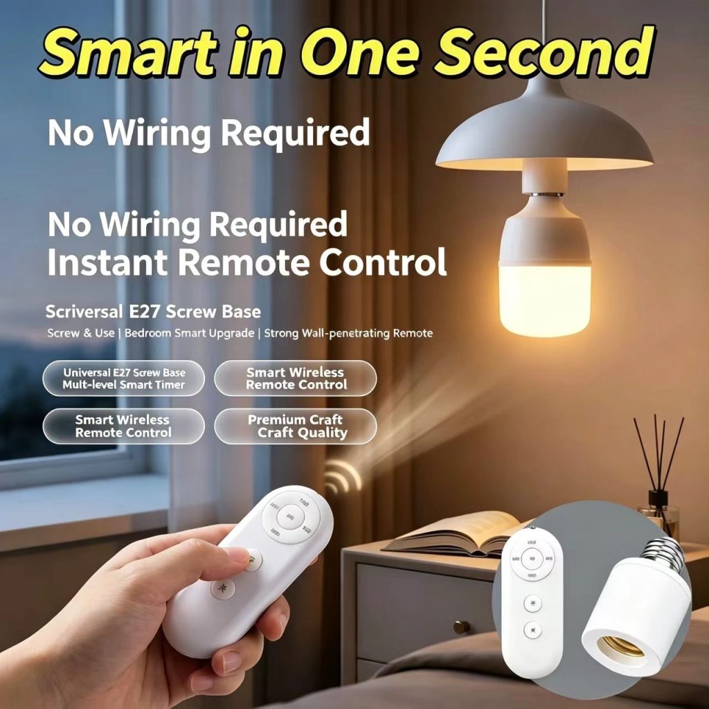 E27 Human Body Sensor Lamp Holder, lights on when people come and off when people leave, light-controlled lamp base, adjustable delay and light sensitivity, no wiring required for smart installation in bathrooms and stairwells